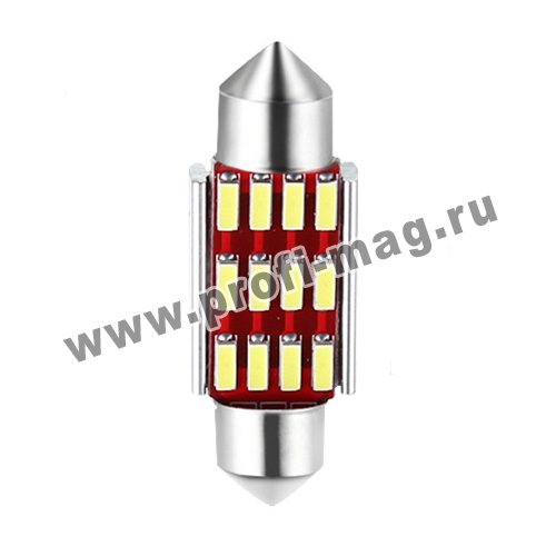 картинка Лампа газовая 12 SMD 36мм салонная 12v-24v (белый)