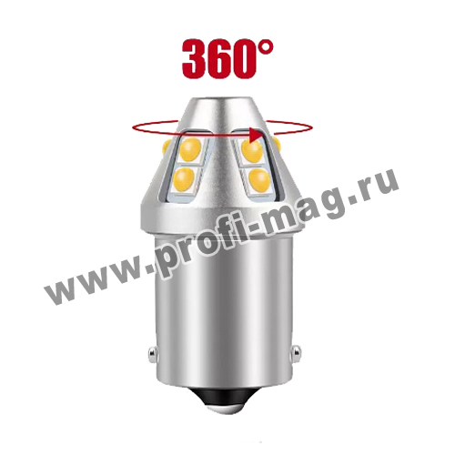 картинка Лампа газовая 12 SMD 1-конт. Большой цоколь 10v-60v 10w (желтый)
